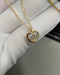 สร้อยคอเพชรเม็ดเดี่ยวสำหรับผู้หญิงสุดอินเทรนด์14K สีเหลืองสร้อยคอโซ่ชั้นดีผ่านการรับรองจาก IGI ดีไซน์ใหม่ - Product Image 4