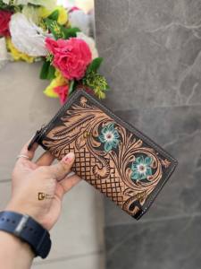 Real Leather Hand Tooled Leopard Pattern Summer Fashion Waterproof Multi-Purpose Women Clutch <b>Handbag</b> - Product Image 2