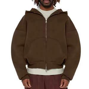 Custom High Quality Zipup <b>Hoodie</b> Unisex Boxy Zipper Blanks <b>Hoodie</b> Cotton Heavyweight <b>Fleece</b> Cropped Men <b>Zip</b> <b>up</b> <b>Hoodie</b> - Product Image 1