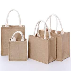 Sac en jute, sacs fourre-tout réutilisables en jute avec poignées, sacs en jute pour cadeaux, sac fourre-tout en toile de jute, sac fourre-tout de plage, sac d'épicerie - Product Image 5