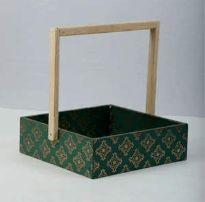 Wooden printed gifting <b>hamper</b> <b>tray</b> with wooden handle - Product Image 1