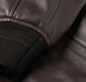 OEM Customized Outdoor Vintage Smooth Monochrome Waterproof <b>Men</b> <b>Leather</b> <b>Jacket</b> - Product Image 5