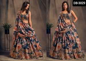 Dernier modèle de Lehenga Choli de créateur, richement orné de sequins Zari, avec imprimé numérique et bordure brodée en organza doux et élégant, pour tenue de soirée - Product Image 5