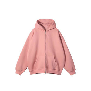 Fabricant de haute qualité épaule tombante ordinaire luxe lourd surdimensionné fermeture éclair hommes court sweat à capuche ample - Product Image 1