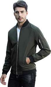 Hombres Slim Fit Ligero Softshell Flight Bomber Jacket Coat - Product Image 3