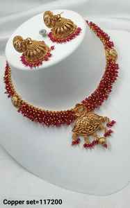 Indian Traditional Ethnic Gold Plated Copper Bridal Wedding Jewelry <b>Set</b> for Women <b>Earrings</b> <b>and</b> <b>Necklace</b> <b>Set</b> Party Occasion - Product Image 3