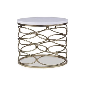 Dessus de table design Support en osier de haute qualité Noir mat avec dessus Cadre en marbre Table basse de salon - Product Image 3