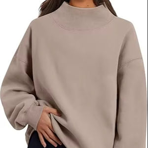 Sudadera de cuello alto para mujer Jersey informal de manga larga con cuello redondo elegante - Product Image 1