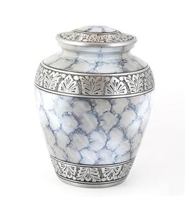 Silver Engraved Adult Cremation <b>Urn</b> for Human Ashes - Handcrafted Funeral Memorial Ashes <b>Urn</b> - <b>Large</b> Burial <b>Urn</b> - Bag Included - Product Image 1