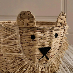 Cesta de jacinto de agua hecha a mano para niños en forma de animal lindo Solución de almacenamiento natural para juguetes Libros y decoración de habitación de guardería - Product Image 3