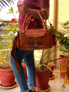 Real Goat Leather 13" Inch Duffel Bag Stylish Overnight Travel Gym Bag Vintage Bags for Unisex - Product Image 3