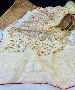 Designer Georgette Saree with Stone Work Embellishments and Ruffle Design for <b>Office</b> and Formal Wear - Product Image 4