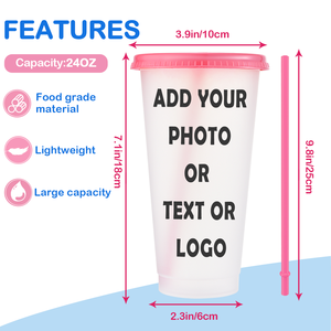 Wholesale Custom Logo <strong>Reusable</strong> Clear Plastic Tumbler Iced Coffee <strong>Cup</strong> with Lid Leak-Proof Eco-Friendly Party Use - Product Image 2
