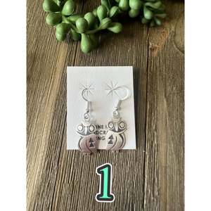 Navajo Handcrafted Sterling Silver Owl Drop Earrings with Pearl <b>Shell</b> Diamond Accents - Product Image 3