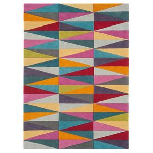 Alfombra de lana Multicolor personalizada alfombra de área geométrica moderna con mechones a mano con patrón triangular lavable para el hogar sala de estar Picnic - Product Image 6