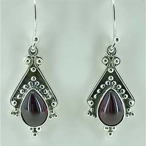Handmade 925 Sterling <b>Silver</b> Women's <b>Earrings</b> Natural Garnet Pear & Water Drop Shape Elegant <b>Dangle</b> Drop Design-Perfect Gift - Product Image 6