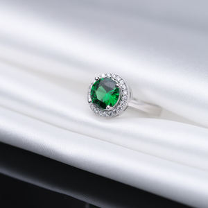 Esmeralda CZ piedra forma redonda turco hecho a mano al por mayor anillo de racimo de plata esterlina 925 - Product Image 4