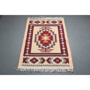 พรมวินเทจขนาด 2.9x3.9 ฟุต พรมตุรกีขนาดเล็ก พรมลายอิคัตสีแดง - Product Image 5