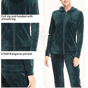 Survêtement en velours pour femmes avec logo personnalisé de haute qualité pour l'hiver Vente d'usine Vêtements décontractés Survêtement en velours à motif solide - Product Image 4
