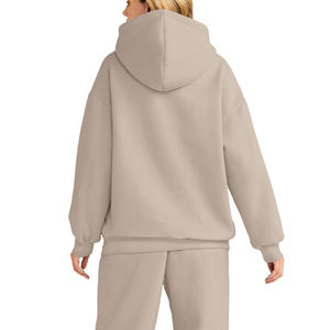 Nueva Llegada, Sudadera con Capucha Extra Grande para Mujer, Diseño Liso Personalizado, Hombros Caídos, Mangas Largas, Atuendo Cómodo, Sudadera con Capucha para Mujer - Product Image 2