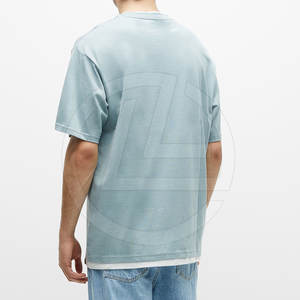 Camiseta de manga corta de gran tamaño de inspiración vintage para hombre, 100% de lona de algodón, ligera y transpirable, estilo de calle con dobladillo de palangre - Product Image 3