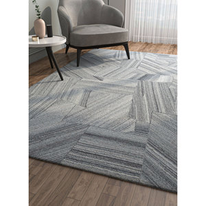 พรมจาไพร์รักส์ รุ่น ZA Tahn-7082 (Cs-02) ลายเรขาคณิตสไตล์คลาสสิก ทอมือจากขนสัตว์ สีเทา-ดำ ลายเส้นทางเดิน พรมทอแบบแบน สำหรับใช้ในบ้าน - Product Image 5