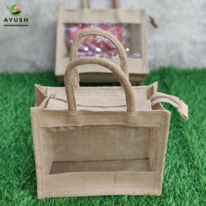 Sacs de shopping au design minimaliste avec logo, en jute et coton, 100% écologiques - Product Image 4