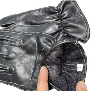 Guantes de trabajo de piel de oveja negra Cuero genuino Agarre antideslizante OEM Proveedor de fábrica Guantes de seguridad de trabajo al por mayor - Product Image 4