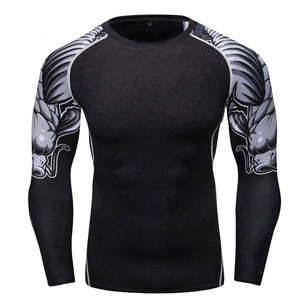 Vêtement de compression anti-UV à manches longues pour hommes, rashguard professionnel de MMA en gros, avec logo personnalisé - Product Image 5