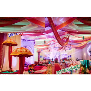 Parapluies indiens traditionnels pour Mehndi Stage Asiatique Musulman Mehndi Stage Parapluies Mariage Stage Embroidered Umbrella Parsols - Product Image 1