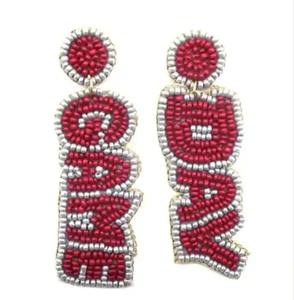 Pendiente bordado joyería hermoso diseño hilo de seda bordado pendiente hecho pendientes de forma ovalada para ropa de mujer - Product Image 5