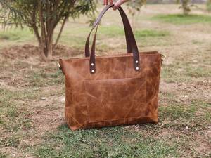 Distressed Genuine <b>Leather</b> Luxury Tote Handbag with PVC Lining Water Resistant Large Capacity Shoulder <b>Bag</b> for <b>Work</b> Travel - Product Image 6