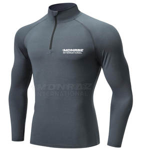 เสื้อยืดรัดกล้ามเนื้อมีซิปครึ่งซิปสำหรับผู้ชายเสื้อยืดรัดกล้ามเนื้อมีซิปครึ่งโลโก้ออกแบบได้ตามต้องการ - Product Image 5