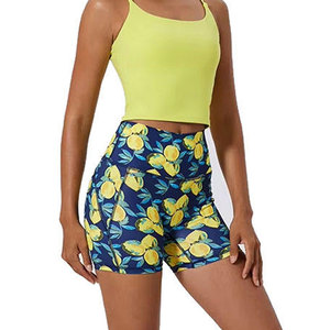 High Waist Yoga Shorts with Pockets for Women Lemon Print Biker Shorts <b>Tummy</b> <b>Control</b> Athletic Running Gym Fitness Summer Wear - Product Image 2