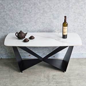 <b>Stone</b> Top Coffee Table with Powder-Coated Iron Frame Elegant End Table for Living Room Entry or Dining Home Furniture-TT68192 - Product Image 2