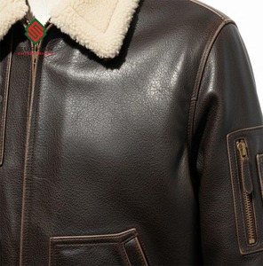 Blouson en cuir A2 pour homme |   Veste en cuir synthétique faite à la main |   Veste d'aviateur vintage |   Col mandarin doublé de laine |   Hommes - Product Image 5