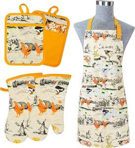 100% Cotton Custom Design Printed <b>Apron</b> Gloves Set High Quality Kitchen Restaurant <b>Cooking</b> <b>Aprons</b> Custom Designed for Kitchen - Product Image 3