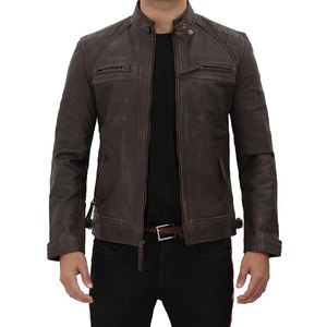 Veste en cuir homme pour motard vieilli véritable peau d'agneau matériau de qualité supérieure-prix de gros - Product Image 1