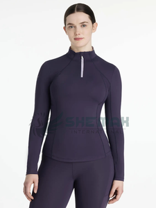 Stretch mobilité femmes équitation couches de base haut de performance équestre avec tissu doux au toucher sans couture à quatre voies - Product Image 4
