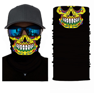 Crâne imprimé Bandana masque facial cou Tube tête enveloppement respirant UV bouclier cache-poussière cagoule pour moto cyclisme utilisation en plein air - Product Image 4