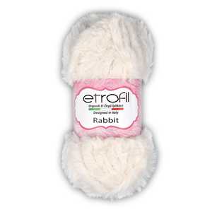100% Polyester <b>Fur</b> Yarn Etrofil Rabbit 70111 Cream High Strength Fancy Knitting Style with Dyed Pattern - Product Image 1