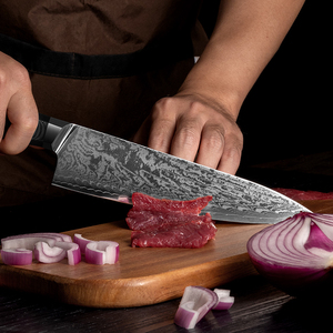 Cuchillos Damasco Personalizados Serie Dao, Cuchillo Grande Damasco Hecho a Mano, Cuchillo de Chef Kiritsuke, Acabado Cepillado Ambidiestro, Apto para Lavavajillas - Product Image 2