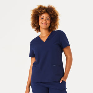 Haute qualité luxe bleu marine couleur hôpital gommages uniformes ensembles à manches courtes soins infirmiers pour les femmes vente chaude soins infirmiers gommage - Product Image 3