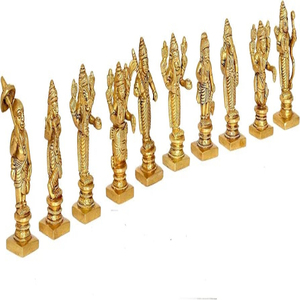 Fine Golden Brass Dashavtar/Vishnu Avatars <b>Statue</b> Set (10 PCS) Handmade Traditional Design for Wedding 3.0 Inches Height - Product Image 3