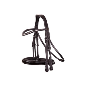 Brida de Cuero para Caballo con Detalles de Cristal, Negra, Talla Completa - Product Image 1