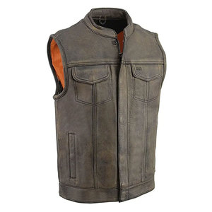 2024 Men's Factory Price Customizable New Fashion Breathable Leather <b>Vest</b> Casual Outer Wear for Winter - Product Image 1
