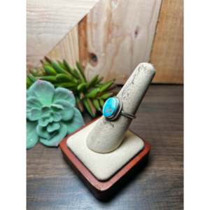 Navajo Made Golden Turquoise & Sterling <b>Silver</b> <b>Statement</b> <b>Ring</b> Vermeil Marquise Boho Style Size 8.25 for Everyday Wear - Product Image 3