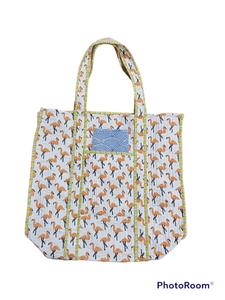 Bolso de mano grande Reversible con estampado a mano de Bagru de algodón acolchado, respetuoso con el medio ambiente, resistente, dos asas, diseño de artista bohemio, flor para comestibles - Product Image 6