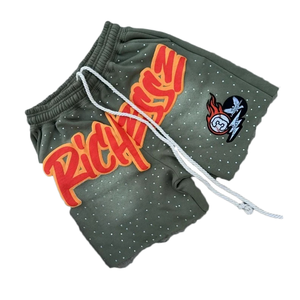 Streetwear Custom Acid-Wash-Shorts 100% Coton Brodé Vintage Sun Faded French Terry Distressed Cropped Shorts pour hommes - Product Image 6