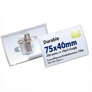 Durable 75x40mm Click Fold <b>Name</b> Badge 25pc/pack Transparent Combination Clip 25pc/pack - Product Image 3